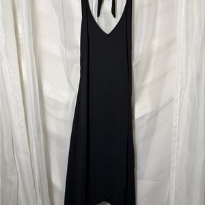 Elegant Black 2000s Women's Halter Midi Dress